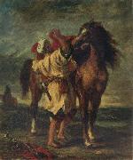 Eugene Delacroix, Arab Sadding His Horse